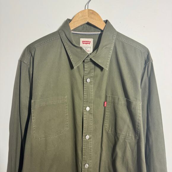 Levi's Western Denim Button Up Shirt Men XL Green Country Outdoor Workwear Top - Picture 5 of 8